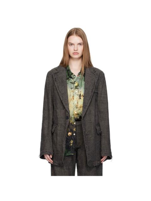 R13 Gray Frayed Edge Ragged Blazer