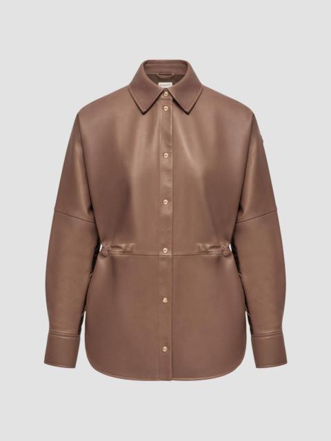 Moncler Women's Shacket in Leather - Brown