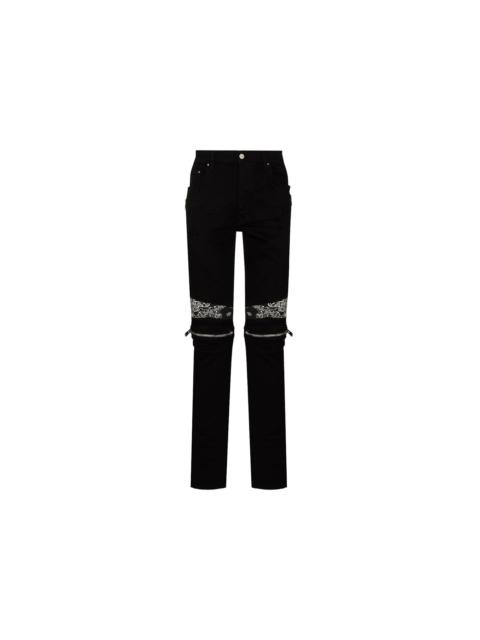 AMIRI AMIRI MX2 Bandana Zip Knee Skinny Jeans Black