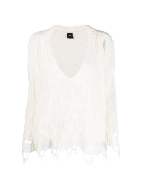 PINKO distressed knitted jumper