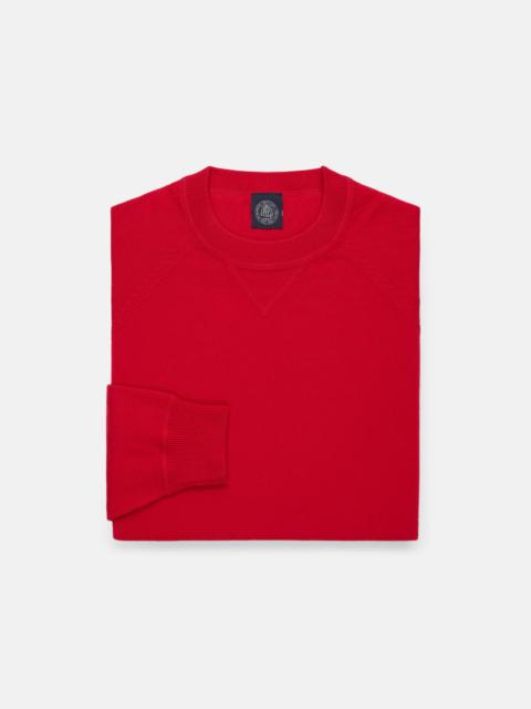 J. PRESS RED COTTON-WOOL CREWNECK SWEATSHIRT - TRIM FIT