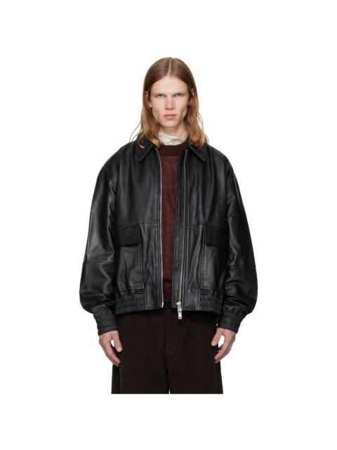 Studio Nicholson Black Piston Leather Jacket