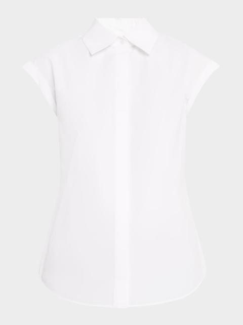 Lafayette 148 New York Fitted Cap-Sleeve Cotton Shirt