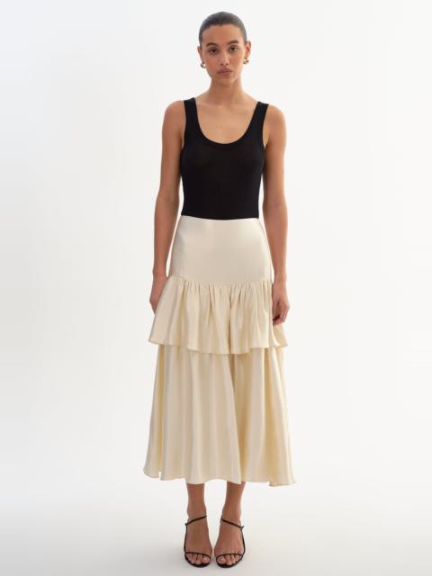 LAMARQUE CHALINA | Ruffle Satin Midi Skirt