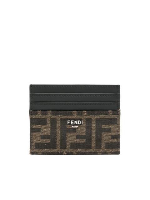FENDI FF-jacquard leather card holder