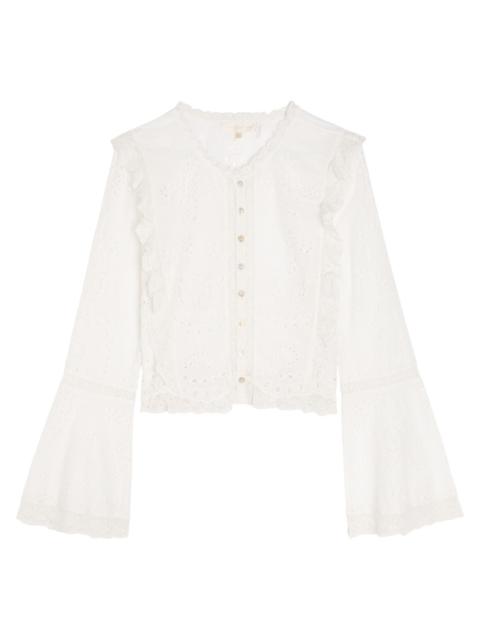 LoveShackFancy Loveshackfancy Hawthorne Embroidered Cotton top