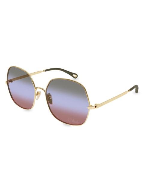 Chloé Women's Aly 60MM Square Sunglasses - Gold Purple