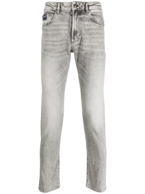 whiskering-effect straight-leg jeans