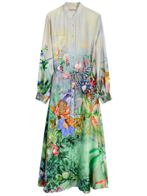 ALÉMAIS Mirage printed silk maxi shirt dress