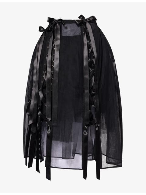 Simone Rocha Unraveling Ribbon Tulle Midi Skirt