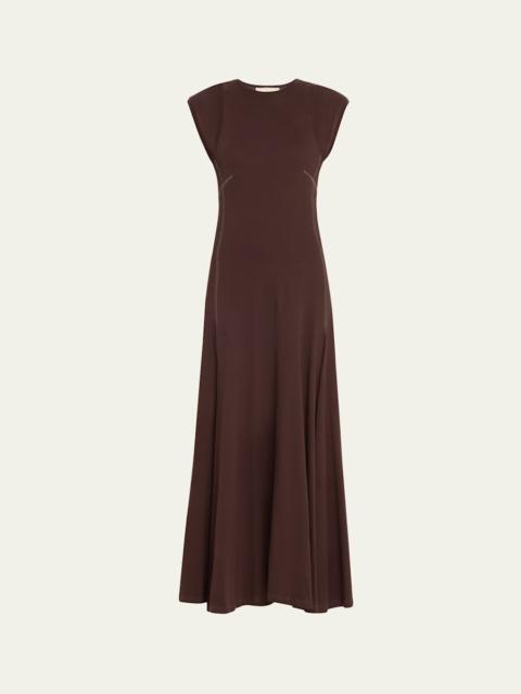 JANE/WADE Cap-Sleeve Jersey Midi Dress
