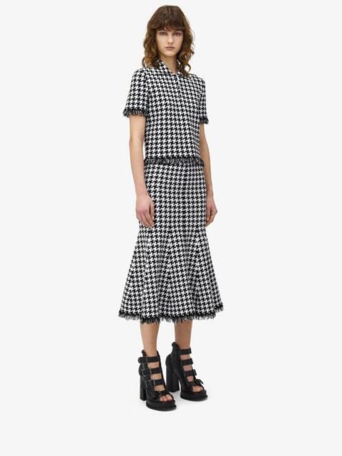 スカート MCQUEEN Houndstooth skirt White/Black Houndstooth jacquard midi skirt in black - Mc Queen | Mytheresa