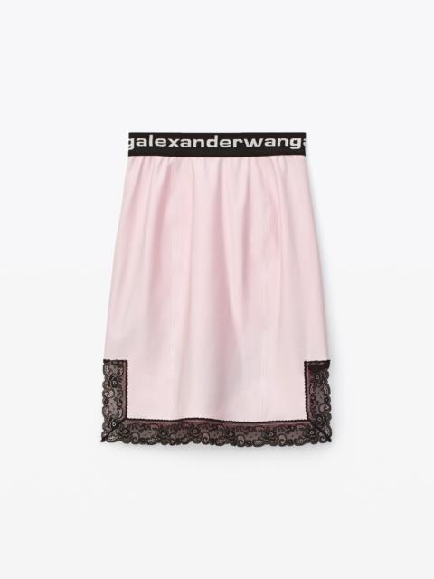 Alexander Wang LACE SLIP SKIRT IN ACTIVE STRETCH LYCRA