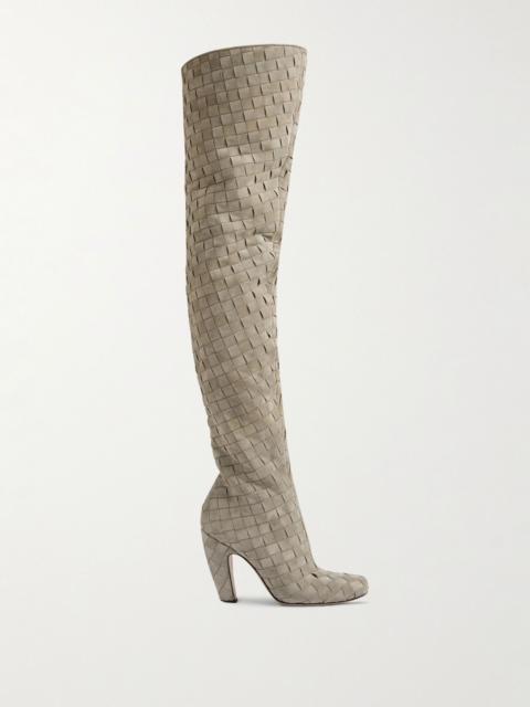 Bottega Veneta Canalazzo intrecciato suede boots Light gray