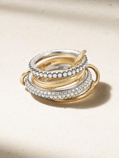 Spinelli Kilcollin Vega 18-karat gold, rhodium-plated sterling silver and diamond ring Gold