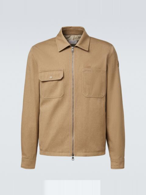 Moncler Leather-trimmed cotton jacket