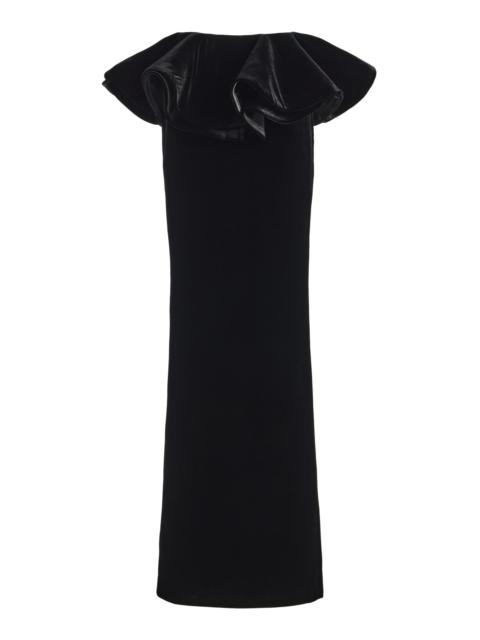 THE NEW ARRIVALS ILKYAZ OZEL Velvet Maxi Peplum Skirt