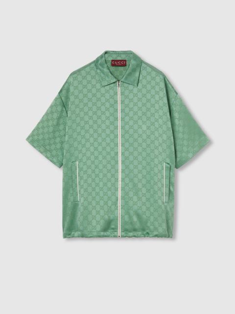 GUCCI Relaxed fit GG satin zip shirt