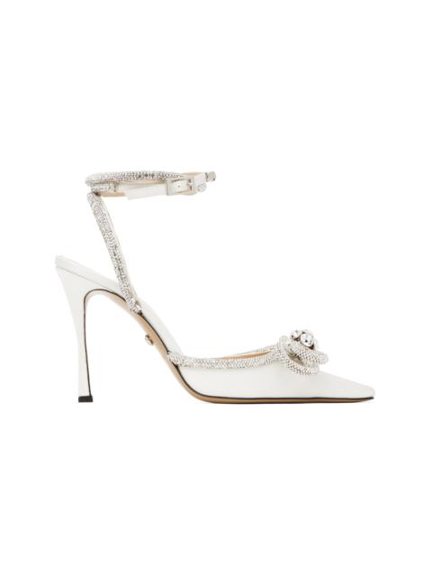 MACH & MACH White Double Bow Satin Heels