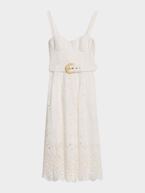 Cara Cara Calypso Embroidered A-Line Midi Dress