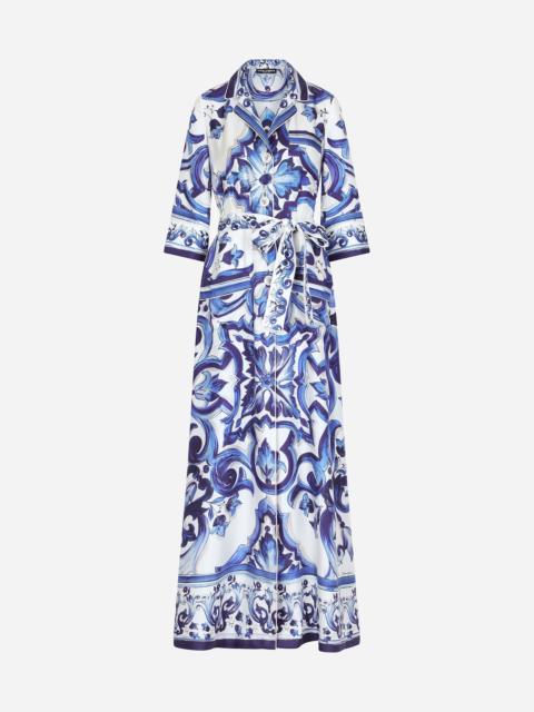 Dolce & Gabbana Long majolica-print twill shirt dress