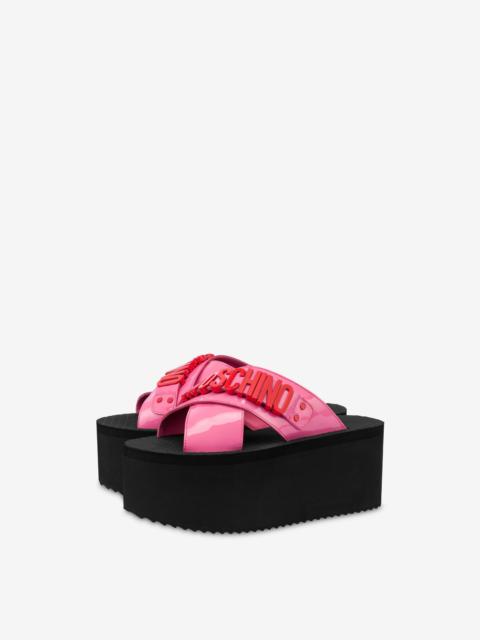 Moschino LETTERING LOGO WEDGE SANDALS