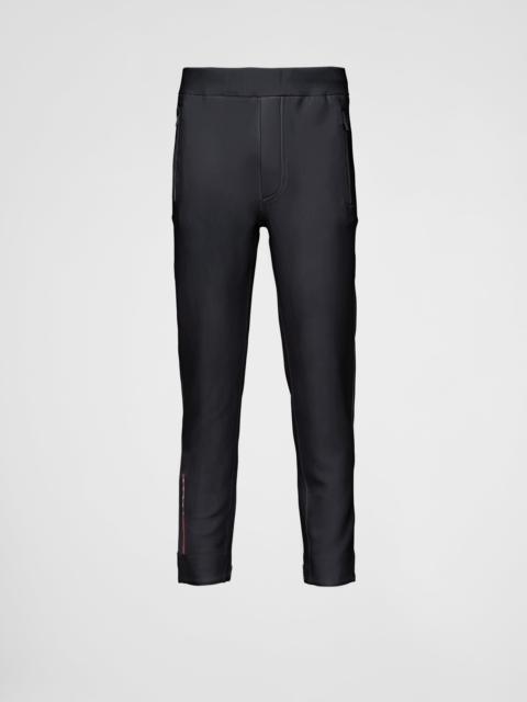 Technical fabric joggers with heat-sealed taped seams