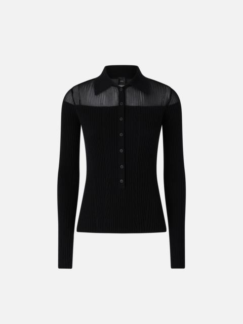PINKO RIBBED LONG-SLEEVED POLO SHIRT