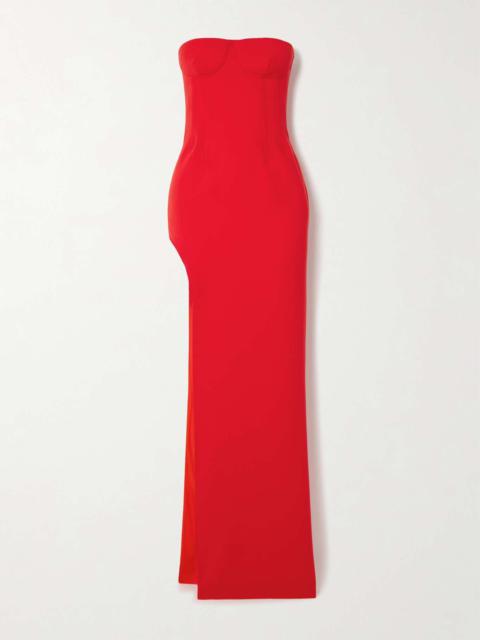 MÔNOT Strapless crepe gown Red