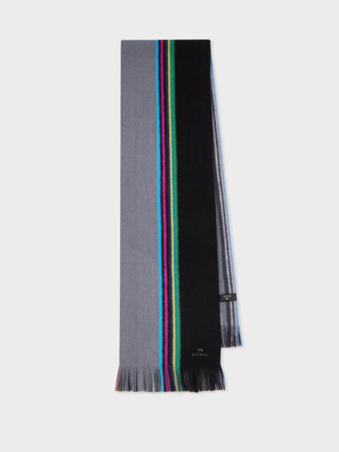 Paul Smith Black Reversible 'Sports Stripe' Scarf