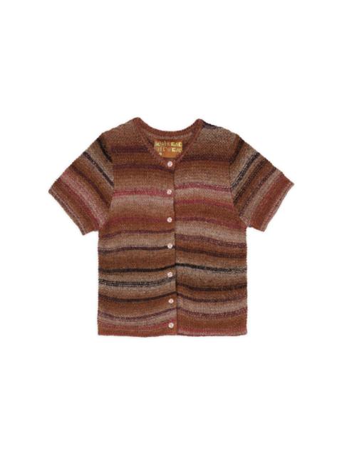 BRAIN DEAD Madera Knit Short Sleeve Sweater - Brown