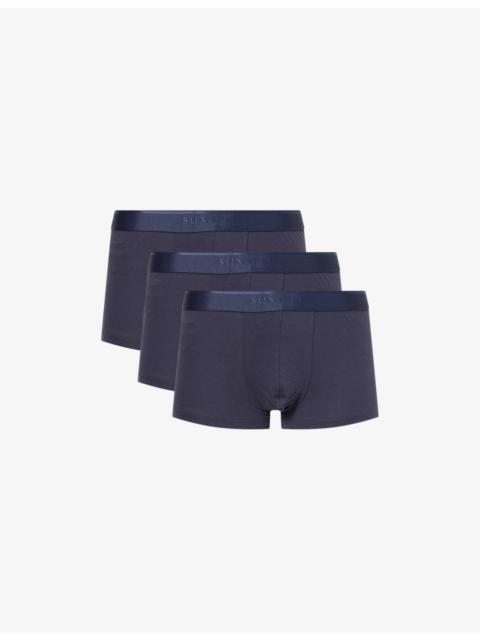Sunspel Branded-Waistband 3-Pack Stretch-Cotton Trunks