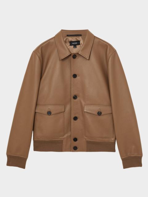 REISS Men's Harrington Tumbled Leather Jacket