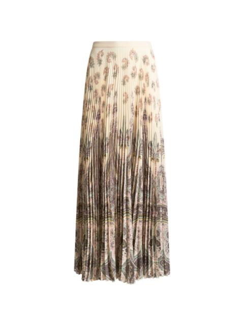 Etro placed print pleated maxi skirt