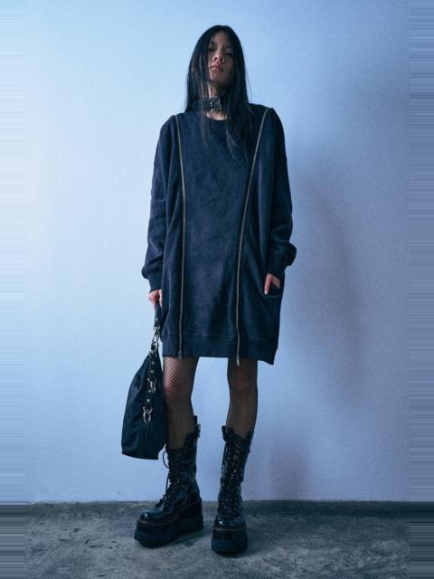 R13 Zippered Grunge Sweatshirt Dress