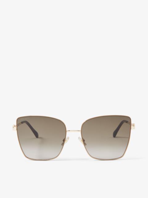 JIMMY CHOO Vella
Rose Gold and Havana Square Frame Sunglasses with JC Emblem