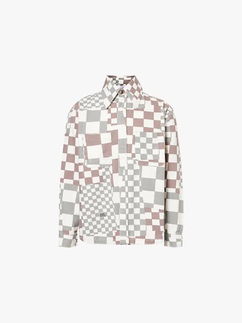 Checked patch-pocket cotton-canvas jacket