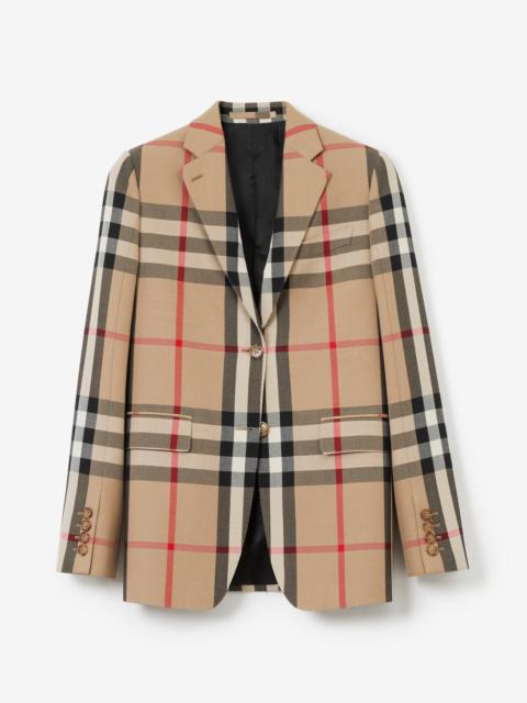 Burberry Check Wool Cotton Jacquard Tailored Jacket