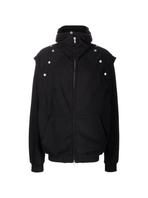 hooded zipped-up jacket