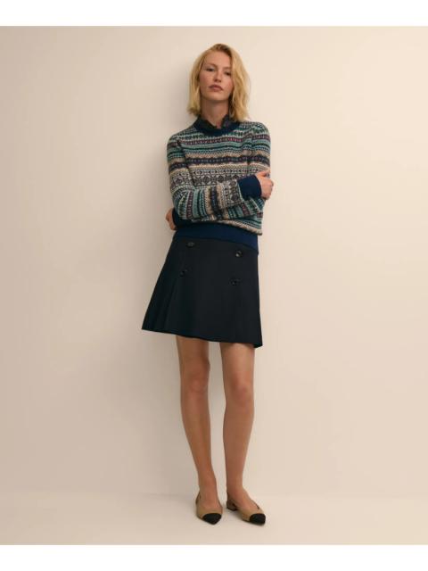 Brooks Brothers Wool Blend Button-Front Pleated Skirt