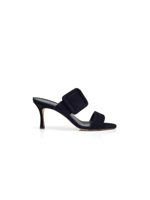 Manolo Blahnik Black Suede Open Toe Mules