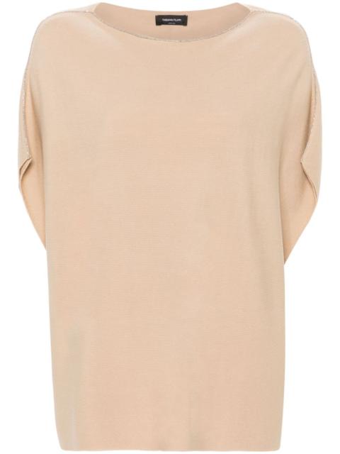 FABIANA FILIPPI beaded-trim cotton knitted top