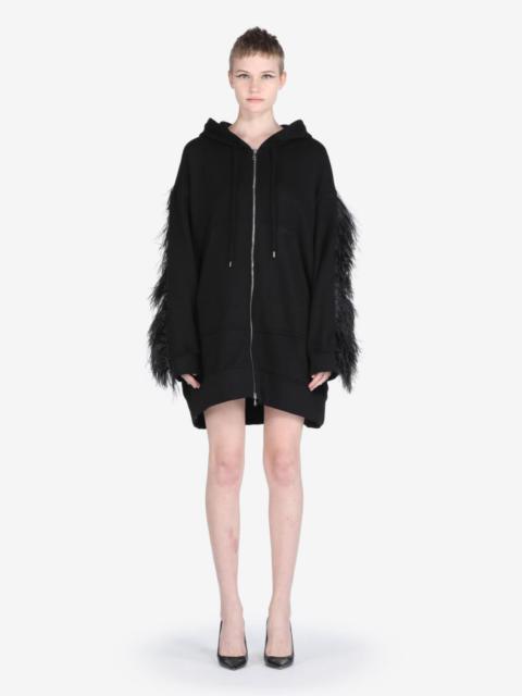 N°21 FEATHER-TRIMMED OVERSIZED HOODIE