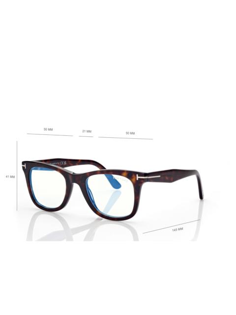 TOM FORD BLUE BLOCK SQUARE OPTICALS WITH CLIP ON SUNGLASSES