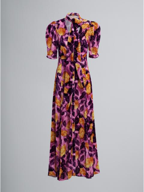 Marni MORNING BLOSSOM PRINT FLUID VELVET DRESS