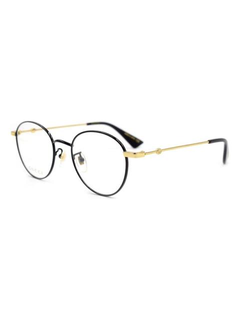 GUCCI Men's Gucci Bee Webbing Circular Optical Metallic Glasses Frame Asia Edition Black Gold Color GG0607