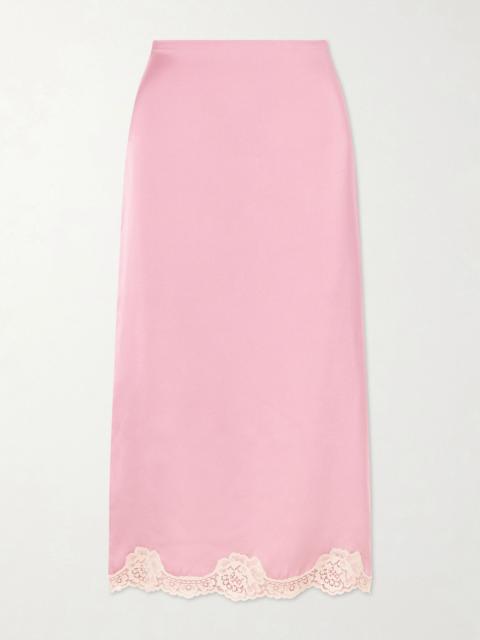 Valentino Lace-trimmed cady midi skirt Pink