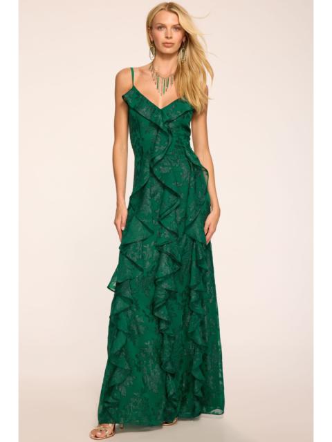 RAMY BROOK Penelope Ruffled Jacquard Gown
