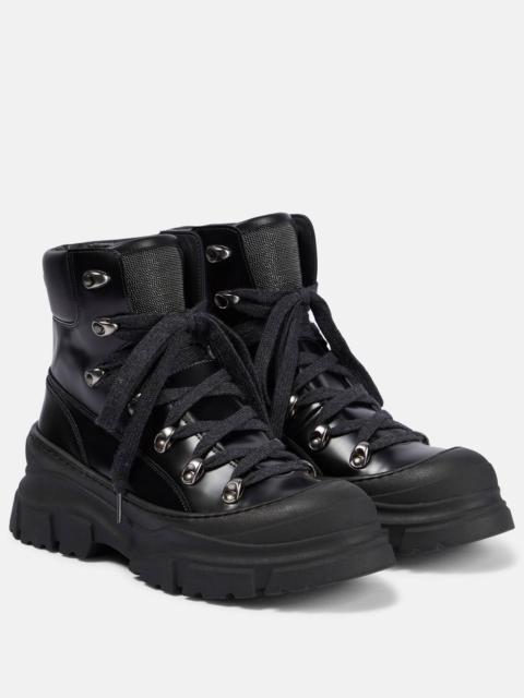 Leather combat boots