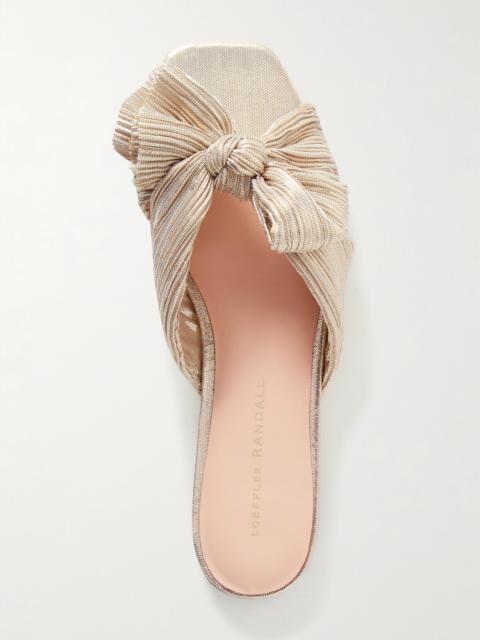 LOEFFLER RANDALL Daphne Bow-embellished Plissé-lamé Slidesa